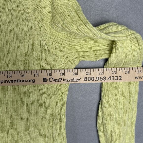 Eileen Fisher L Linen Cotton Sweater Chartreuse Lightweight - Picture 4 of 6